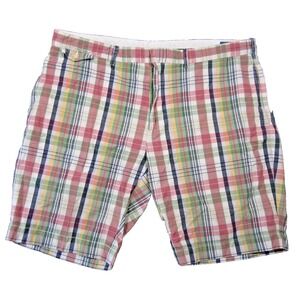 Vtg Ralph‎ Lauren Sportswear Shorts 40 Green Pink Plaid Madras Chino Preppy Golf